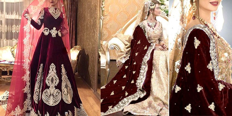 Velvet maxi dress  Velvet dress designs, Velvet pakistani dress