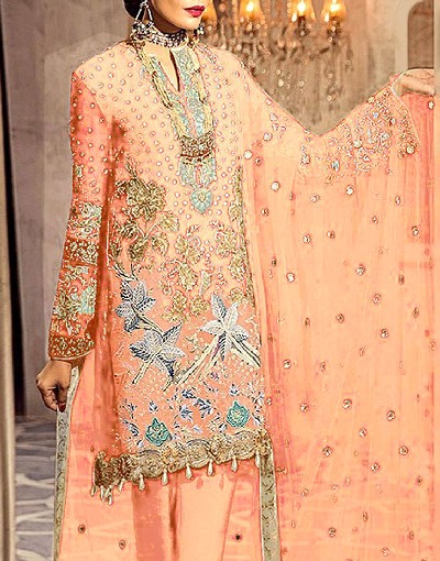 Party Wear Pakistani Pink Dress by Designer Online 2021 – Nameera by Farooq