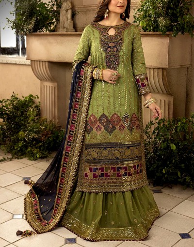 Luxurious Heavy Embroidered Chiffon Wedd