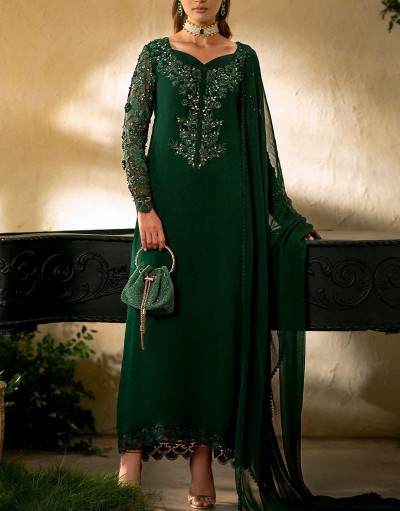 Elegant Embroidered Chiffon Party Wear D