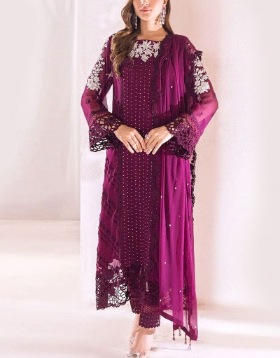 Trendy Embroidered Chiffon Party Wear Dr