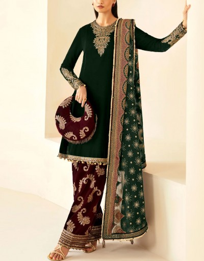 Formal Embroidered Velvet Party Wear Dre