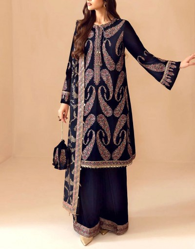 Luxury Heavy Embroidered Velvet Dress wi