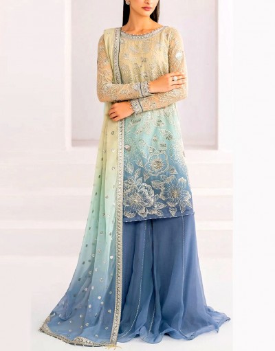 Trendy Heavy Embroidered Chiffon Party W