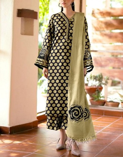 All-Over Printed Lawn Suit with Printed 