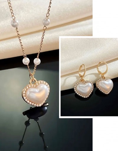 Elegant Heart Shape Pearl & Rhinestone N