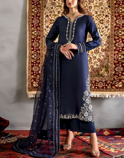 Handwork Embroidered Silk Party Wear Dre