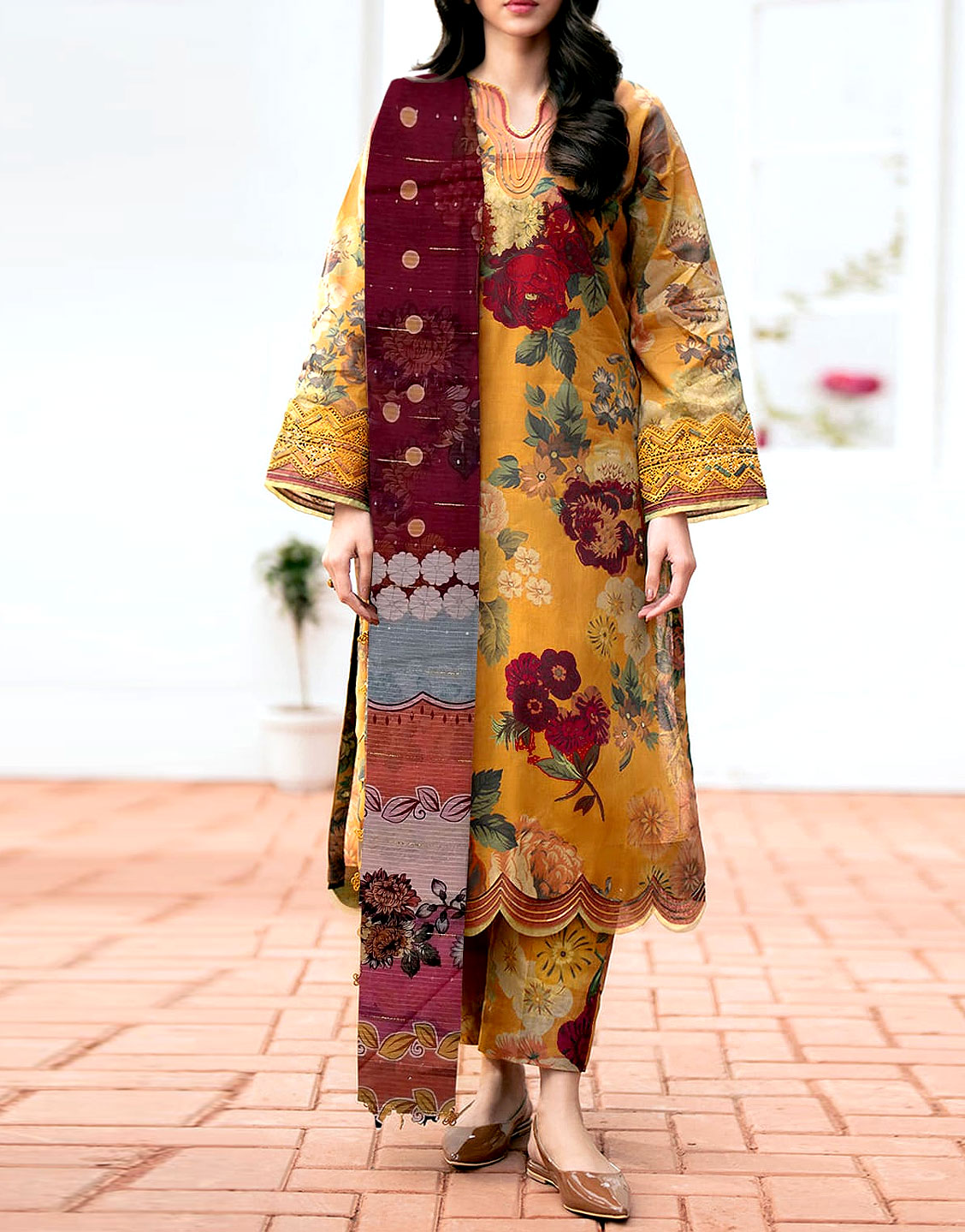 All-Over Digital Print Lawn Dress 2025 w