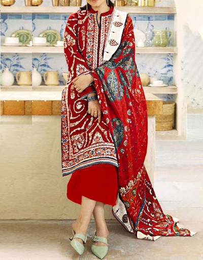 Heavy Embroidered Lawn Dress 2025 with D