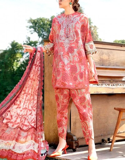 All-Over Print Embroidered Lawn Suit wit