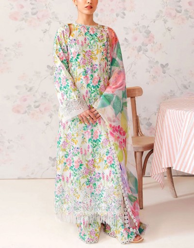 All-Over Print Schiffli Embroidered Lawn