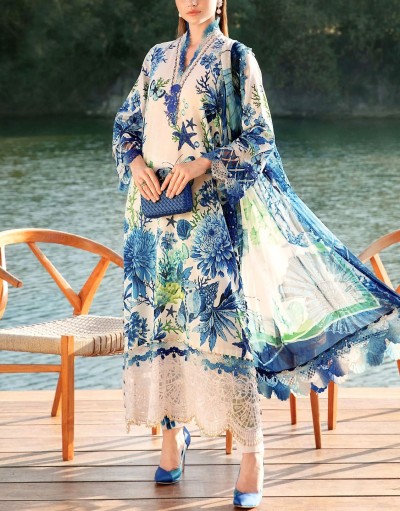 All-Over Print Embroidered EID Lawn Dres