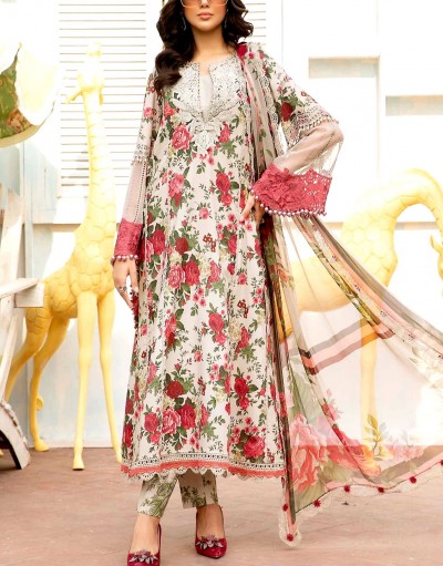 All-Over Print Embroidered EID Lawn Dres