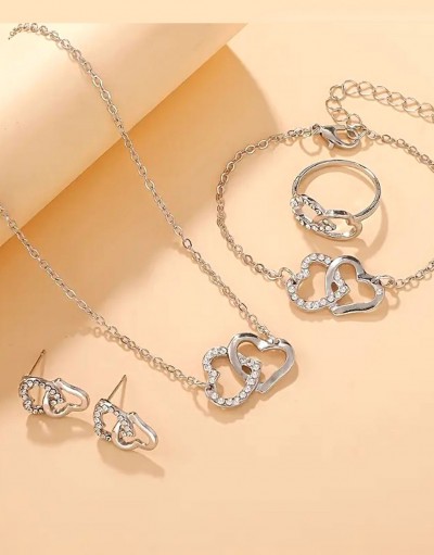 4-Piece Heart Shape Silver Jewelry Set f