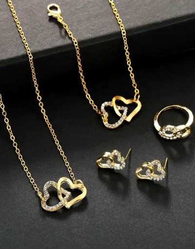 4-Piece Heart Shape Golden Jewelry Set f